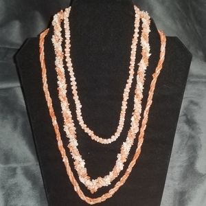 3 Pc Coral Beaded Necklace Bundle